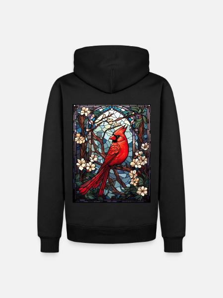 Red Cardinal Stained Glass Bird Watching Birding - Männer Premium Bio Hoodie - Schwarz