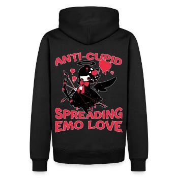 Anti Cupid Spreading Emo Love Gothic Cupid Creepy - Männer Premium Bio Hoodie - Schwarz - Hinten - Nico (187cm)