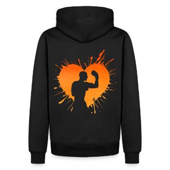 Boxen - Männer Premium Bio Hoodie - Schwarz - Hinten - Nico (187cm)
