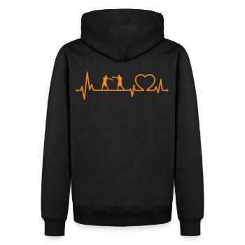 Boxen Herzschlag - Männer Premium Bio Hoodie - Schwarz - Hinten - Nico (187cm)