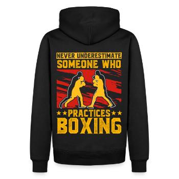 Ne sous-estimez jamais quelqu’un qui pratique la boxe - Sweat à capuche Premium bio Homme - noir - Dos - Nico (187cm)