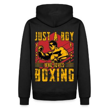 Nur ein Junge, der das Boxen liebt - Männer Premium Bio Hoodie - Schwarz - Hinten - Nico (187cm)