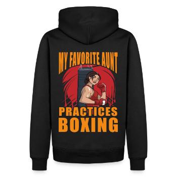 MEINE Lieblingstante trainiert Boxen - Männer Premium Bio Hoodie - Schwarz - Hinten - Nico (187cm)