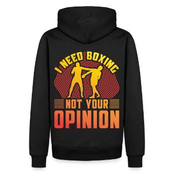 Ich brauche Boxen, nicht deine Meinung - Männer Premium Bio Hoodie - Schwarz - Hinten - Nico (187cm)