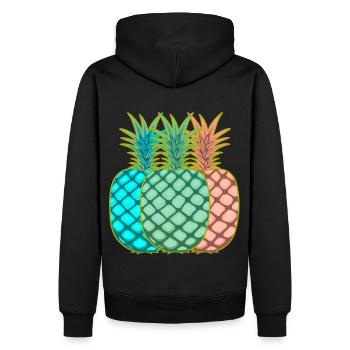 Pineapple Vintage Fruit Fruits - Men’s Premium Organic Hoodie - black - Back - Nico (187cm)