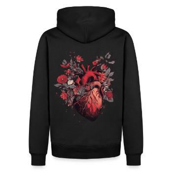 Floral Realistic Heart Dark Goth Emo Valentines Da - Männer Premium Bio Hoodie - Schwarz - Hinten - Nico (187cm)