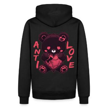 Anti Love Black Teddy Bear With Heart Cute Goth - Männer Premium Bio Hoodie - Schwarz - Hinten - Nico (187cm)
