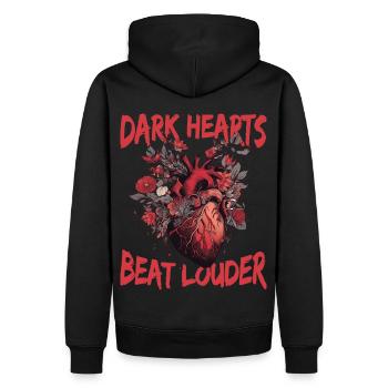 Dark Hearts Beat Louder Gothic Floral Heart Anatom - Männer Premium Bio Hoodie - Schwarz - Hinten - Nico (187cm)