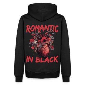 Romantic In Black Realistic Floral Heart Emo Aesth - Männer Premium Bio Hoodie - Schwarz - Hinten - Nico (187cm)
