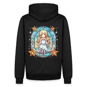 Kawaii Chibi Anime Girl Sleepwear Stained Glass Ar - Männer Premium Bio Hoodie - Schwarz - Hinten - Nico (187cm)