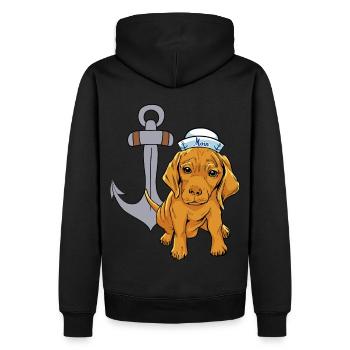 Maritime Seal Seafarer Sailor Sailor Anchor Dog - Men’s Premium Organic Hoodie - black - Back - Nico (187cm)