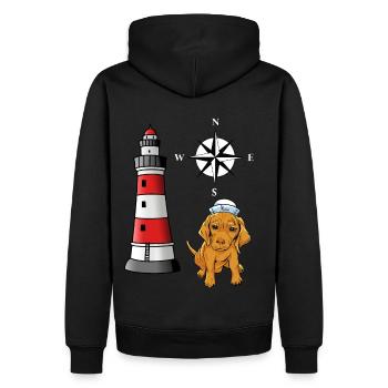 phoque maritime marin chien marin phare - Sweat à capuche Premium bio Homme - noir - Dos - Nico (187cm)