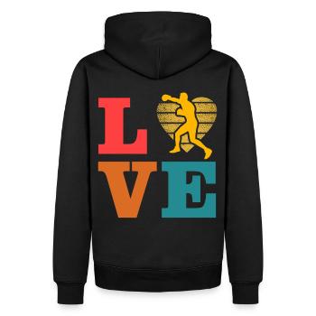 Boxen - Männer Premium Bio Hoodie - Schwarz - Hinten - Nico (187cm)
