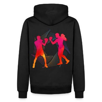 Boxe - Sweat à capuche Premium bio Homme - noir - Dos - Nico (187cm)