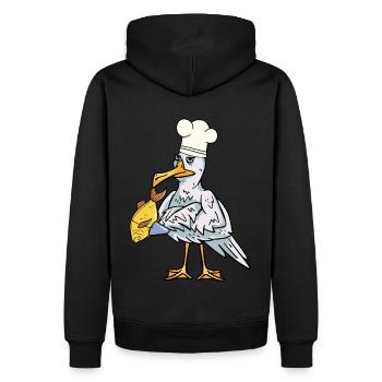 Maritime seagull fish cook hunger cooking - Men’s Premium Organic Hoodie - black - Back - Nico (187cm)