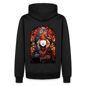 Stained Glass Dark Fantasy Anime Soft Grunge Aesth - Männer Premium Bio Hoodie - Schwarz - Hinten - Nico (187cm)