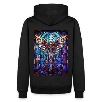 Angel Anime Fantasy Stained Glass Geometric Mosaic - Männer Premium Bio Hoodie - Schwarz - Hinten - Nico (187cm)