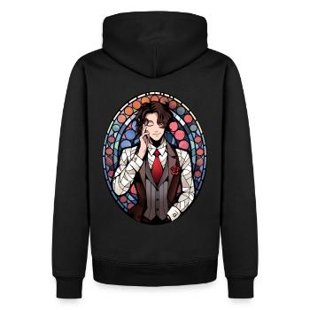 Husbando Shonen Manga Anime Stained Glass - Männer Premium Bio Hoodie - Schwarz - Hinten - Nico (187cm)