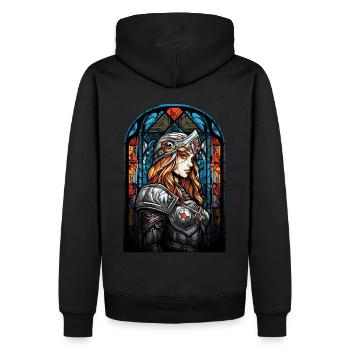 Fantasy Stained Glass Window Art Anime Warrior - Männer Premium Bio Hoodie - Schwarz - Hinten - Nico (187cm)