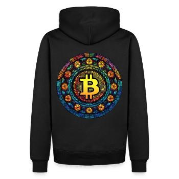 Cryptocurrency Trading Bitcoin Logo Stained Glass - Männer Premium Bio Hoodie - Schwarz - Hinten - Nico (187cm)