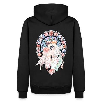 Isekai Anime Gay Manga Stained Glass Mandala Fujos - Männer Premium Bio Hoodie - Schwarz - Hinten - Nico (187cm)