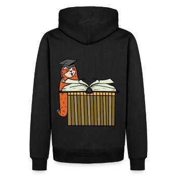 Faultier Student studieren Buch Schüler Schule - Männer Premium Bio Hoodie - Schwarz - Hinten - Nico (187cm)