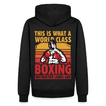 So sieht ein Weltklasse-Boxlehrer aus - Männer Premium Bio Hoodie - Schwarz - Hinten - Nico (187cm)