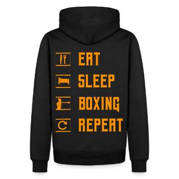 Eat Sleep Boxing Repeat - Men’s Premium Organic Hoodie - black - Back - Nico (187cm)
