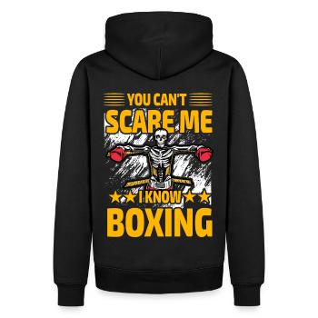 Du kannst mich nicht erschrecken, ich kenne Boxen - Männer Premium Bio Hoodie - Schwarz - Hinten - Nico (187cm)