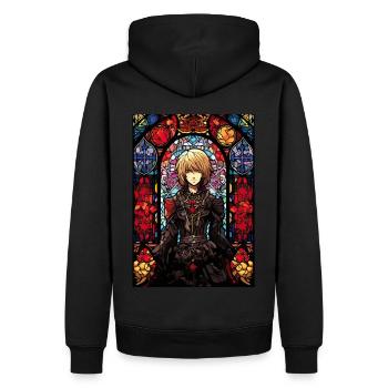 Isekai Anime Fantasy Manga Geometric Stained Glass - Männer Premium Bio Hoodie - Schwarz - Hinten - Nico (187cm)