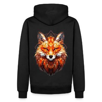 Retro Furry Fox Geometric Stained Glass Fursona - Männer Premium Bio Hoodie - Schwarz - Hinten - Nico (187cm)