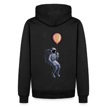 Astronaut Weltraum Raumfahrer Luftballon - Männer Premium Bio Hoodie - Schwarz - Hinten - Nico (187cm)