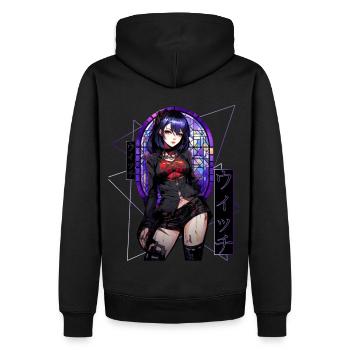 Geometric Anime Waifu Otaku Girl Japanese Kanji St - Männer Premium Bio Hoodie - Schwarz - Hinten - Nico (187cm)