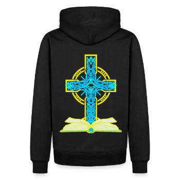 Croix, Bible, Paix Mondiale, Paix, Jésus - Sweat à capuche Premium bio Homme - noir - Dos - Nico (187cm)