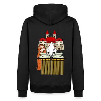 Paresseux, Sleepyhead, Mürchen, Heure, Bonne Nuit - Sweat à capuche Premium bio Homme - noir - Dos - Nico (187cm)