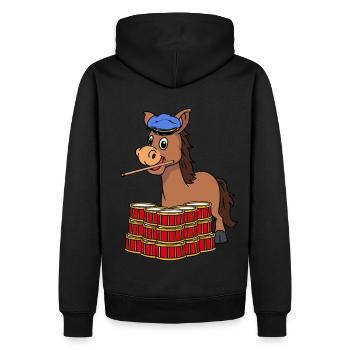 Batteur, Âne, Tambour, Musicien, Musique Tambour - Sweat à capuche Premium bio Homme - noir - Dos - Nico (187cm)
