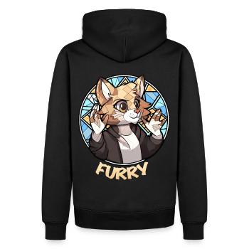 Funny Furry Meme Cat Fursona Geometric Low Poly - Männer Premium Bio Hoodie - Schwarz - Hinten - Nico (187cm)