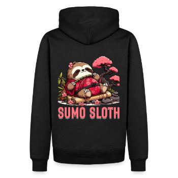 Paresseux de sumo - Sweat à capuche Premium bio Homme - noir - Dos - Nico (187cm)