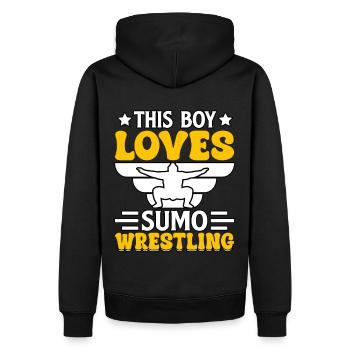 Ce garçon aime la lutte de sumo - Sweat à capuche Premium bio Homme - noir - Dos - Nico (187cm)