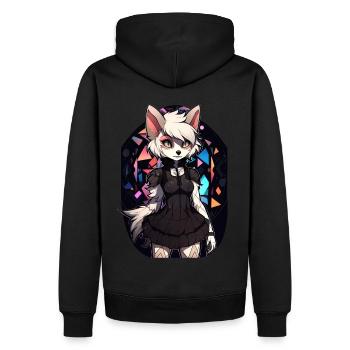 Gothic Furry Fox Fursona Waifu Cute Anime Girl Ota - Männer Premium Bio Hoodie - Schwarz - Hinten - Nico (187cm)