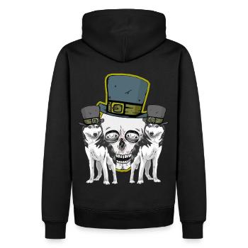 Crâne Crâne Husky Chiens Loup Halloween - Sweat à capuche Premium bio Homme - noir - Dos - Nico (187cm)