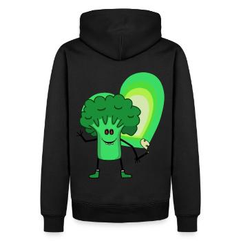 Brokkoli Drogen Kiffen Kiffer Rausch Extase - Männer Premium Bio Hoodie - Schwarz - Hinten - Nico (187cm)