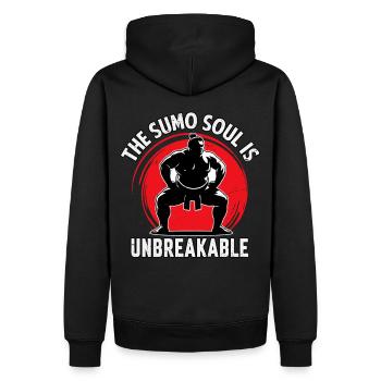 Die Sumo-Seele ist unzerbrechlich - Männer Premium Bio Hoodie - Schwarz - Hinten - Nico (187cm)