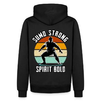 Sumo Starker Geist Kühn - Männer Premium Bio Hoodie - Schwarz - Hinten - Nico (187cm)