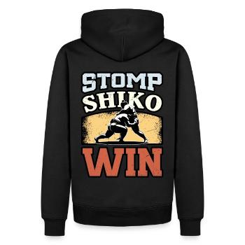 Stomp Shiko Win - Men’s Premium Organic Hoodie - black - Back - Nico (187cm)