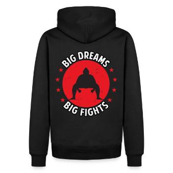 Große Träume, große Kämpfe - Männer Premium Bio Hoodie - Schwarz - Hinten - Nico (187cm)