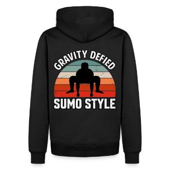 La gravité défie le style sumo - Sweat à capuche Premium bio Homme - noir - Dos - Nico (187cm)