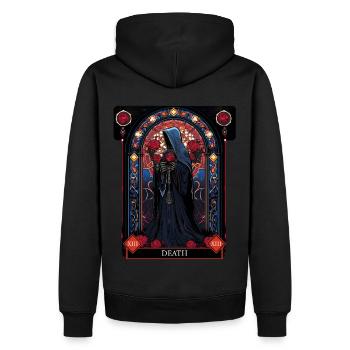 Death Tarot Card Stained Glass Occult Grim Reaper - Männer Premium Bio Hoodie - Schwarz - Hinten - Nico (187cm)