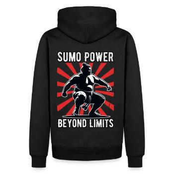 Sumo-Kraft jenseits der Grenzen - Männer Premium Bio Hoodie - Schwarz - Hinten - Nico (187cm)