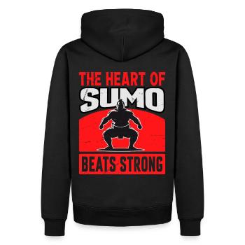 Das Herz des Sumo schlägt kräftig - Männer Premium Bio Hoodie - Schwarz - Hinten - Nico (187cm)